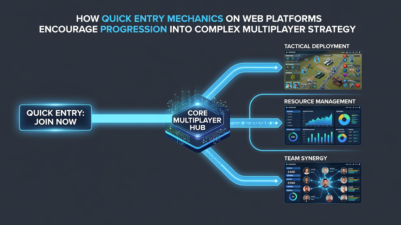 Players collaborating in a browser-based multiplayer strategy network after initial quick-entry sessions