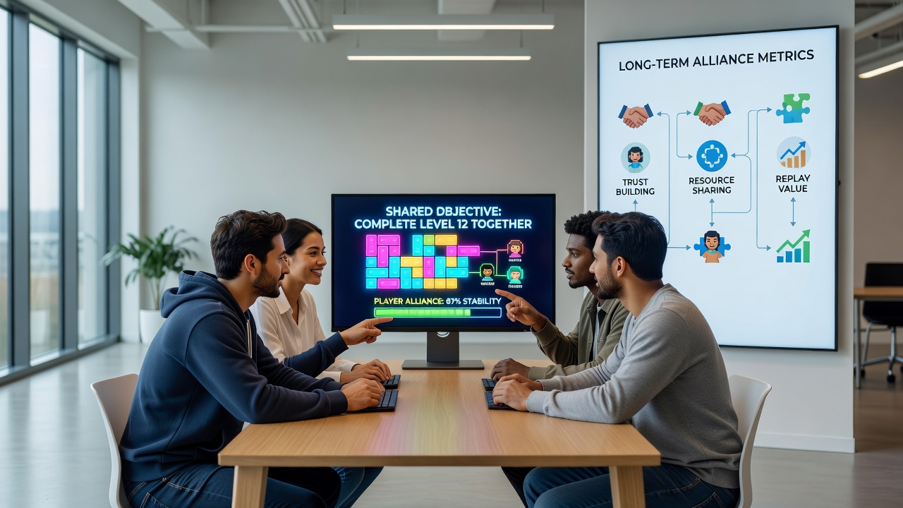 Group of players viewing shared progress in a multiplayer browser puzzle environment